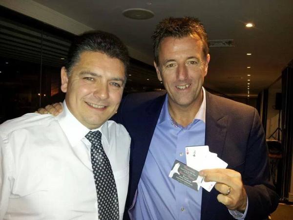 Darren with footballer Matt Letissier North West Magician Darren Magician with footballer Matt Le Tissier